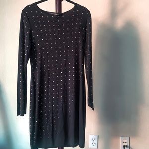Black long sleeve polka dot dress